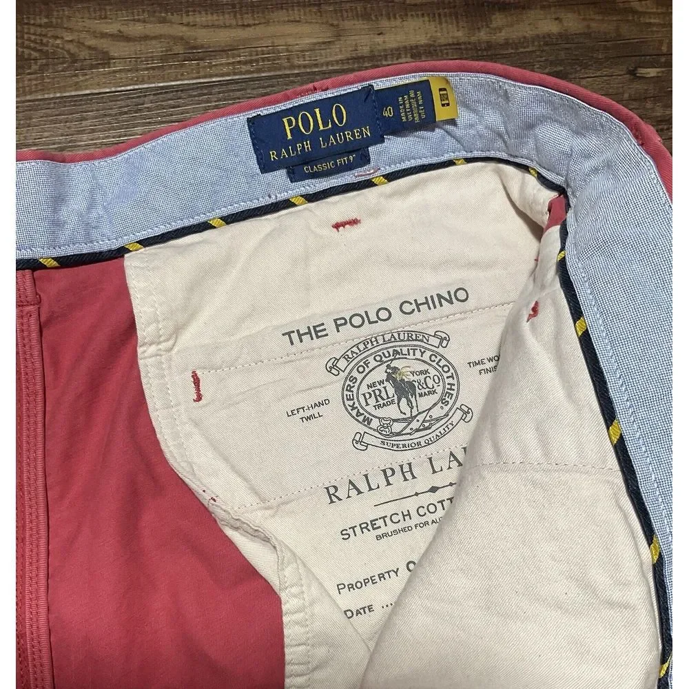 Polo Ralph Lauren Chinos‎ Men's Size 40 X 9 Salmon Classic Fit Shorts